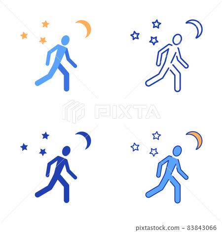 Decreased need for sleep icon set in flat and line style 83843066