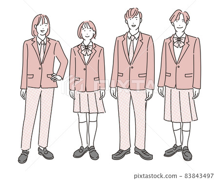 穿著無性別制服的簡單插畫學生 83843497