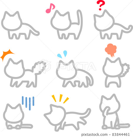 Cat emotions icon set 83844461