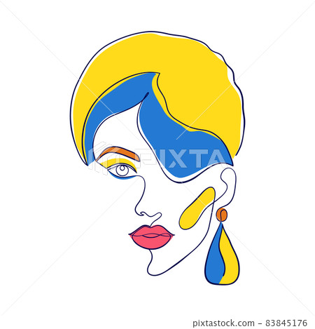 Woman face on white. 83845176