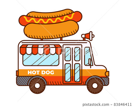 Hot dog van icon. Food truck isolated on white 83846411
