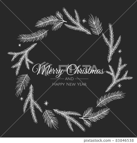 Merry Christmas and New Year Card with Pine... - Stock Illustration ...