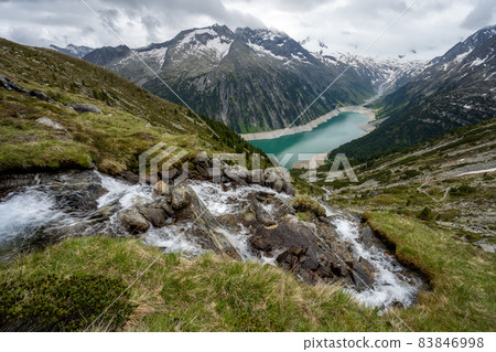 Schlegeis Stausee lake view. Zillertal, Austria, Europe 83846998