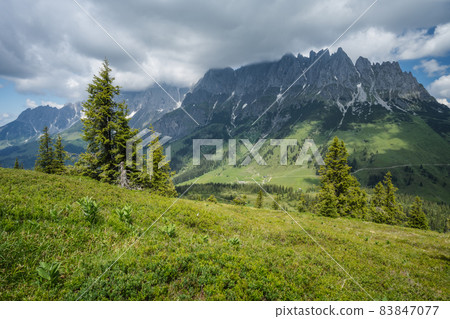 Hiking trail around Wilder Kaiser mountains, Tirol - Austria 83847077