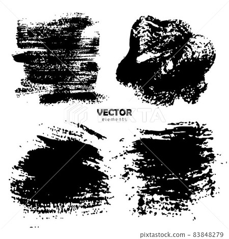 Grunge Set Brush Shape Vector Strokes in Black color on white background. Hand painted grange elements. Ink drawing. Dirty artistic design . Place for text, quote, information, company name. Grunge Set Brush Shape Vector Strokes in Black color on white background. Hand painted grange elements. Ink drawing. Dirty artistic design . Place for text, quote, information, company name. 83848279