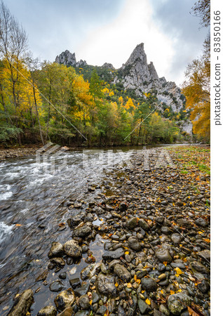Nature and environment, The Aude river, the forest in autumn and the mountains, Belvianes and 83850166