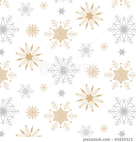 Gold ans Silver Snowflakes Seamless Pattern 83850323