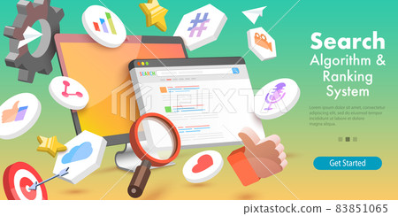 3D Vector Conceptual Illustration of SEO Algorithm. 3D Vector Conceptual Illustration of SEO Algorithm. 83851065