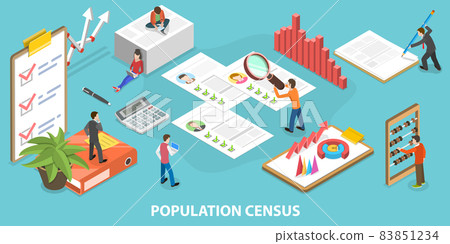 3D Isometric Vector Conceptual Illustration of Population Census. 83851234
