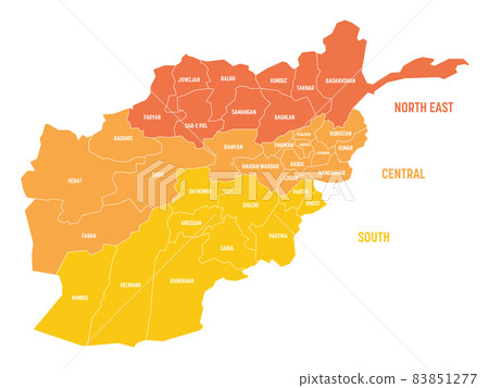 Afghanistan - regional map of provinces 83851277