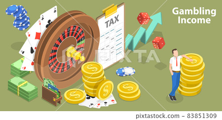 3D Isometric Flat Vector Conceptual Illustration of Gambling Legal Income. 83851309