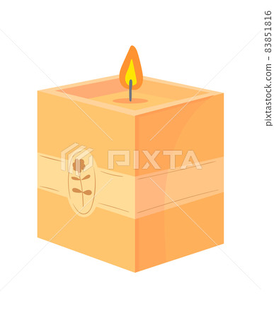 Cube yellow Candle. Spa candlestick for room, vector illustration Cube yellow Candle. Spa candlestick for room, vector illustration 83851816