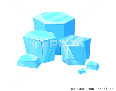 Chunk iceberg. Cartoon ice pieces, glacier cube floe, flat vector illustration 83851852