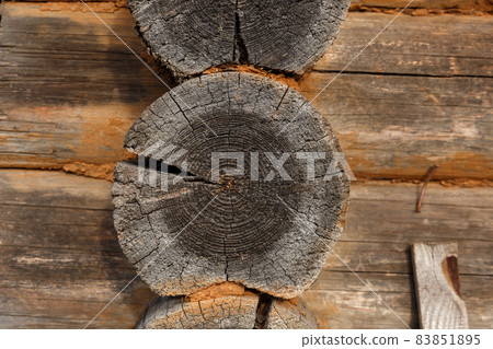Wooden wall of logs 83851895