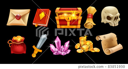 Game icon vector user interface set, UI mobile casino design element, achievement trophy badge kit Game icon vector user interface set, UI mobile casino design element, achievement trophy badge kit 83851930