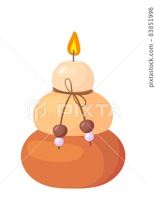 Cartoon candle with rope. Romantic indoor candelabra, flat vector illustration Cartoon candle with rope. Romantic indoor candelabra, flat vector illustration 83851996