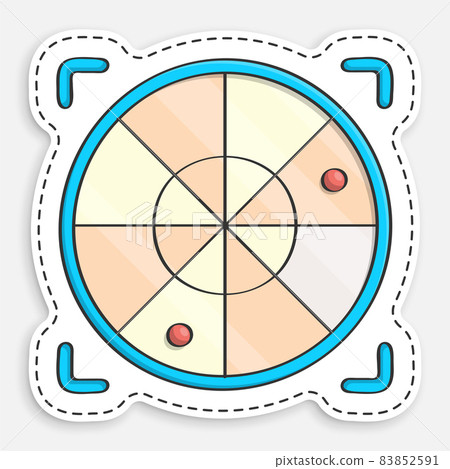 cartoon icon of doodle Radar screen with small red points. Civil Aviation Safety. Airplane flight route control. Vector isolated on white background 83852591