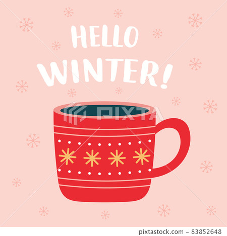 holiday greeting card with cup, vector illustration holiday greeting card with cup, vector illustration 83852648