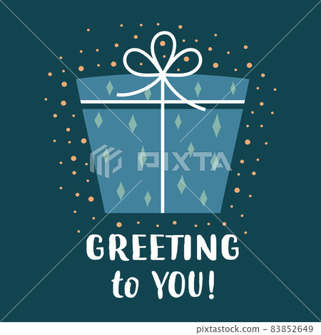 greeting card with cute gift box, vector illustration greeting card with cute gift box, vector illustration 83852649