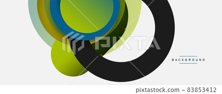 Creative geometric wallpaper. Minimal abstract background. Circles composition vector illustration for wallpaper banner background or landing page Creative geometric wallpaper. Minimal abstract background. Circles composition vector illustration for wallpaper banner background or landing page 83853412