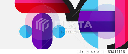 Geometric shapes composition abstract background. Circles lines and rectangles. Vector illustration for wallpaper banner background or landing page 83854118
