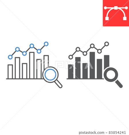 Graph analysis line and glyph icon, growth and... - Stock Illustration ...