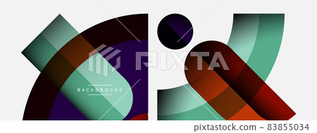 Geometric abstract background. Round shapes, circles, lines composition for wallpaper banner background or landing page Geometric abstract background. Round shapes, circles, lines composition for wallpaper banner background or landing page 83855034