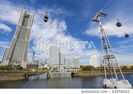 [城市景觀]橫濱港未來景觀和YOKOHAM AIR CABIN 83856081