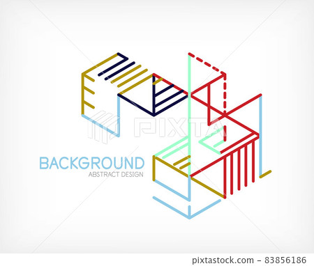 Abstract background. Color lines on white background. Linear abstract composition. Techno or business concept for wallpaper, banner, background, landing page Abstract background. Color lines on white background. Linear abstract composition. Techno or business concept for wallpaper, banner, background, landing page 83856186