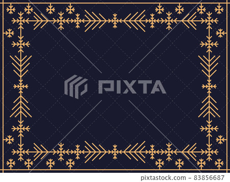 Art deco frame with snowflakes. Christmas linear border, line art. Template design for greeting card Merry Christmas and Happy New Year. The style of the 1920s - 1930s. Vector illustration 83856687