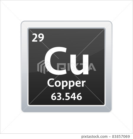 Copper symbol. Chemical element of the periodic table. Vector stock illustration Copper symbol. Chemical element of the periodic table. Vector stock illustration 83857069