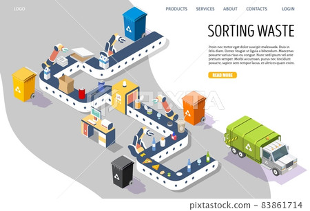 Sorting waste vector website landing page design template 83861714