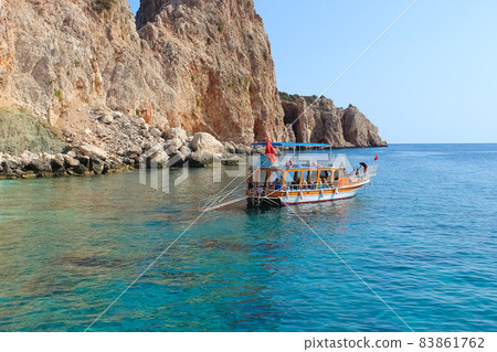 Antalya, Turkey - The yacht tour to Turkey Maldives at famous blue sea at Suluada 83861762