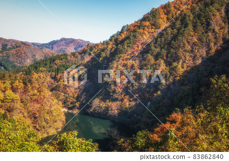 Mishima Town, Fukushima Prefecture, First Tadami River Bridge in Autumn Colors 83862840