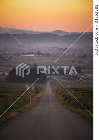 Kitakata City, Fukushima Prefecture, Lover's Slope at dusk Kitakata City, Fukushima Prefecture, Lover's Slope at dusk 83862892
