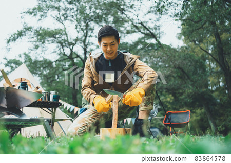 營地 露營 男人 83864578