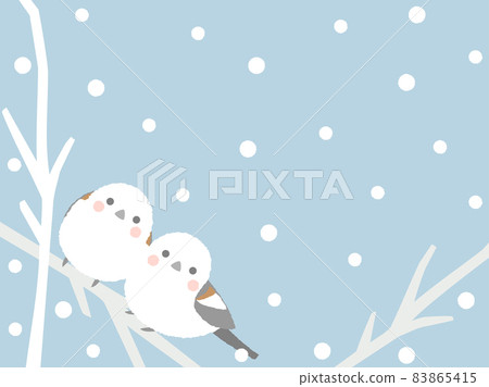 長尾山雀和雪的冬季插圖 83865415