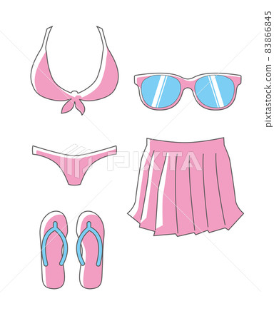 Women's swimwear bikini sunglasses icon illustration main line simple and cute illustration icon of summer image 83866845