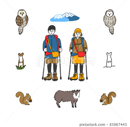 Mountain animal illustration trekking illustration 83867443