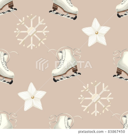Watercolor Christmas seamless pattern. Christmas decor and gifts Watercolor Christmas seamless pattern. Christmas decor and gifts 83867450