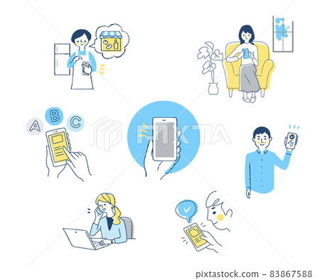Various smartphone usage scene sets Various smartphone usage scene sets 83867588