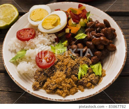 high angle delicious brazilian food composition. High quality beautiful photo concept high angle delicious brazilian food composition. High quality beautiful photo concept 83867782