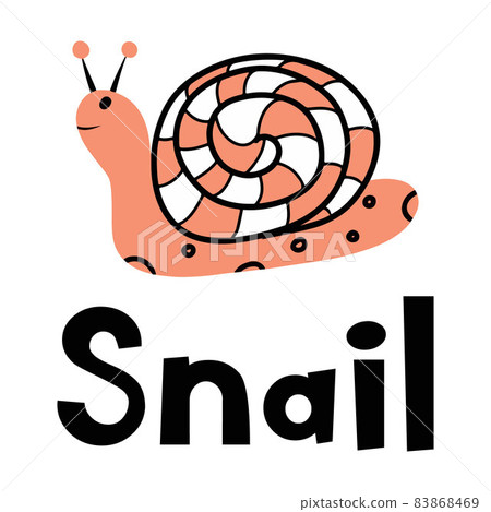 Childrens hand-drawn snail. Poster or postcard with cute snail. 83868469