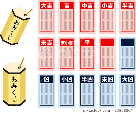 插圖賀年片素材：近江與大吉、吉、中吉、幸吉、半吉、末吉、幸吉末、黑、恭、國、半京 83868864