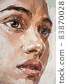 Brown-eyed girl on a white background. 83870028