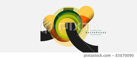 Creative geometric wallpaper. Minimal abstract background. Circles composition vector illustration for wallpaper banner background or landing page Creative geometric wallpaper. Minimal abstract background. Circles composition vector illustration for wallpaper banner background or landing page 83870090