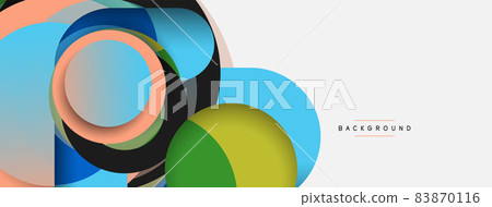 Vector round shapes circles minimal geometric background. Vector illustration for wallpaper banner background or landing page 83870116