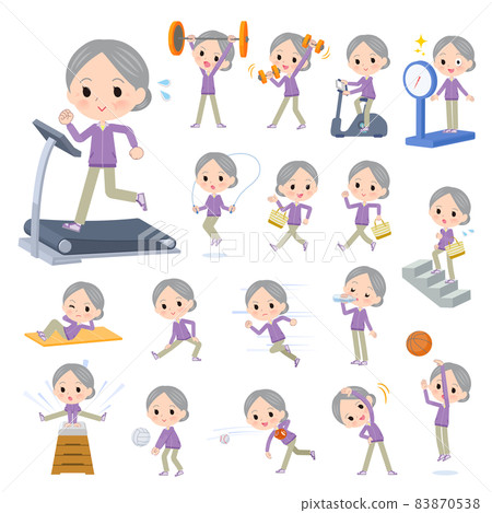 一套適合老年女性鍛煉和運動的運動衫 83870538