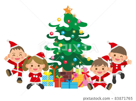 Children in Christmas tree and santa costume Children in Christmas tree and santa costume 83871765