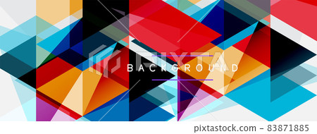 Color triangles composition, geometric abstract background. Techno or business concept, pattern for wallpaper, banner, background, landing page 83871885